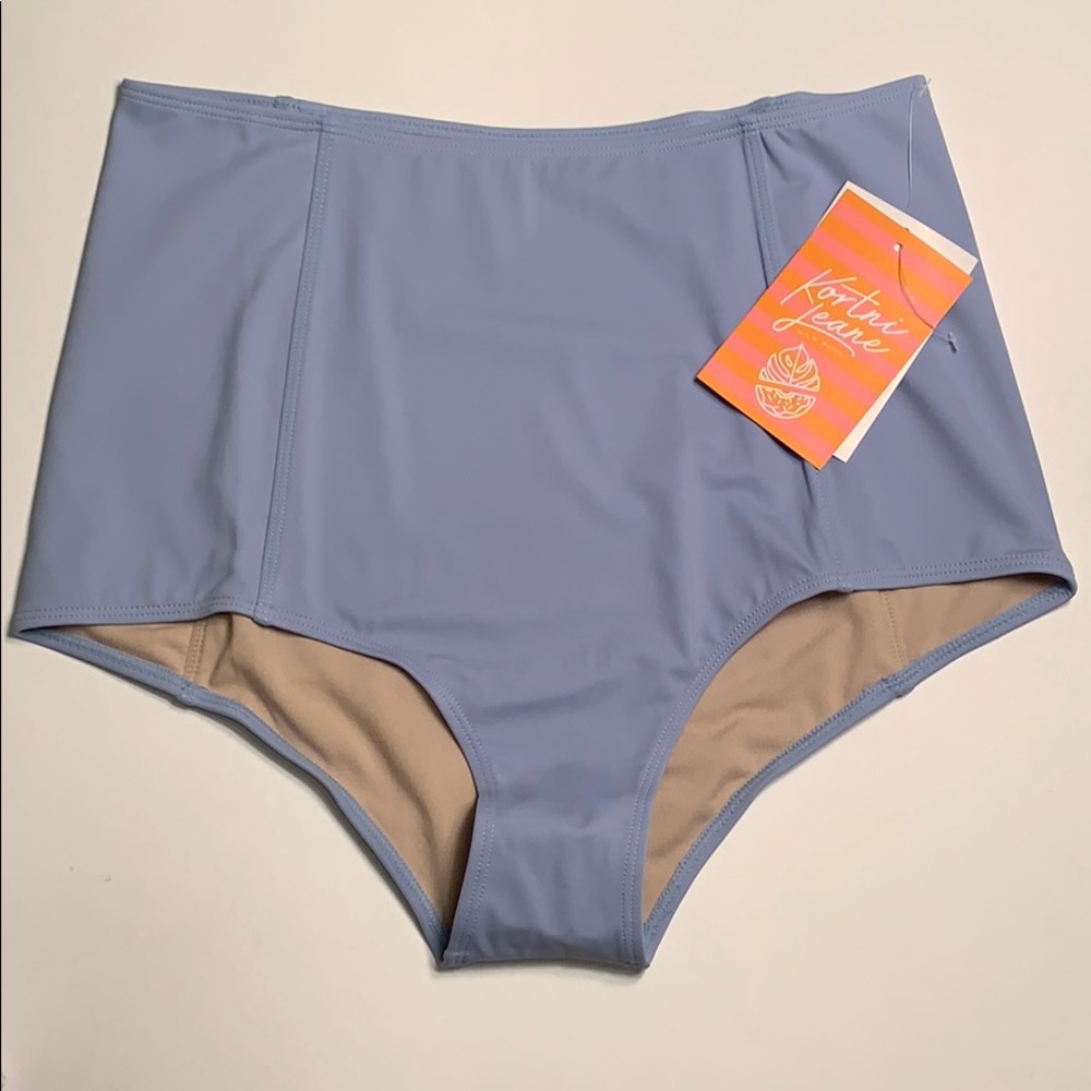 Kortni Jeane Blue High Waisted Bottoms Large NWT
